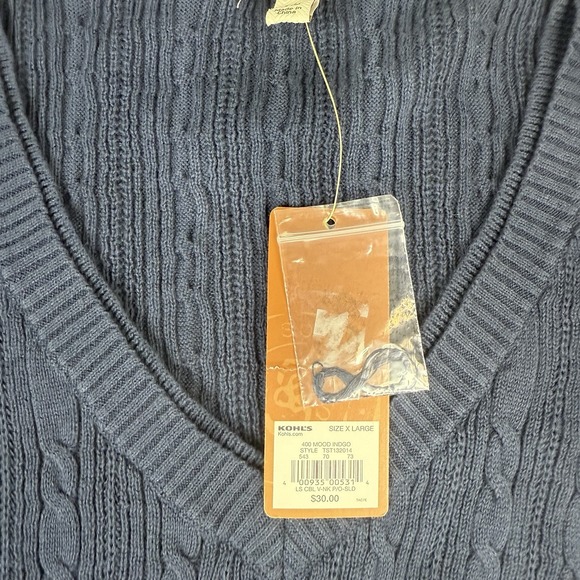 Sonoma Life + Style Blue Cable-knit pullover sweater in Size XL NWT - Picture 4 of 6